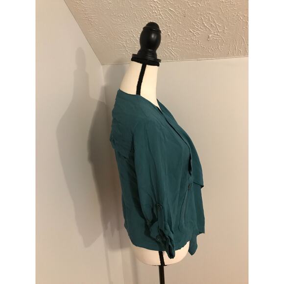 Anthropologie Elevenses Eldora Draped Blue Jacket - Size Medium - Picture 5 of 11